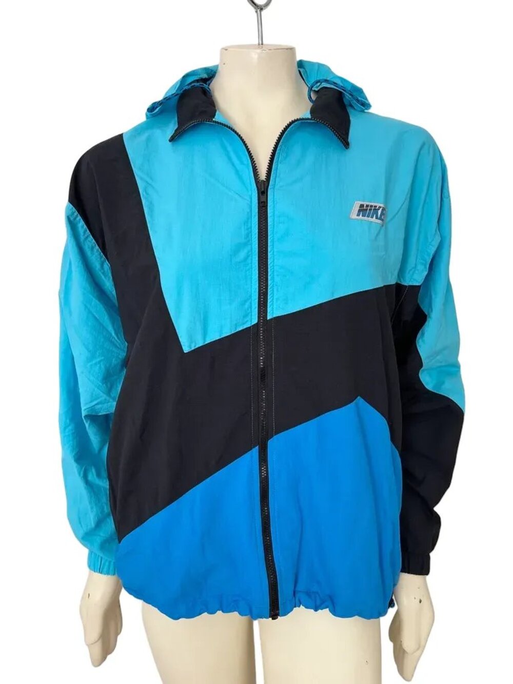 VTG 90s NIKE Vented Colorblock Windbreaker Jacket  Full zip Removable hood  SZ M